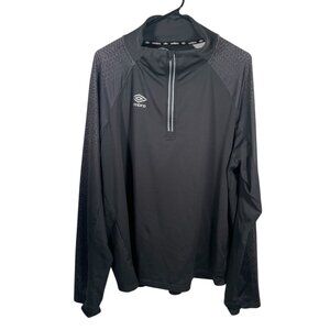 Umbro 1/4 Zip  Pullover Shirt Jacket Mens XXL Black Gray Soccer Activewear